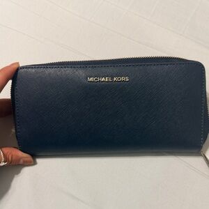 Michael Kors Dark Blue Zip Wallet